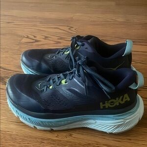 Hoka Dark Blue and Aqua Athletic Shoes